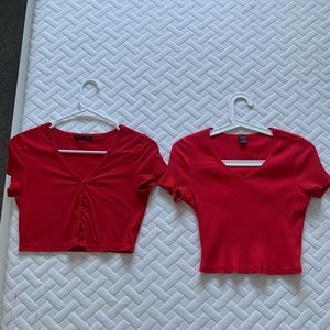 trendy red crop top bundle